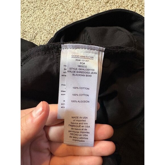 NEW Good American Khloé Long Distressed High-Rise Black Relaxed Denim Jeans 16 - Picture 11 of 16